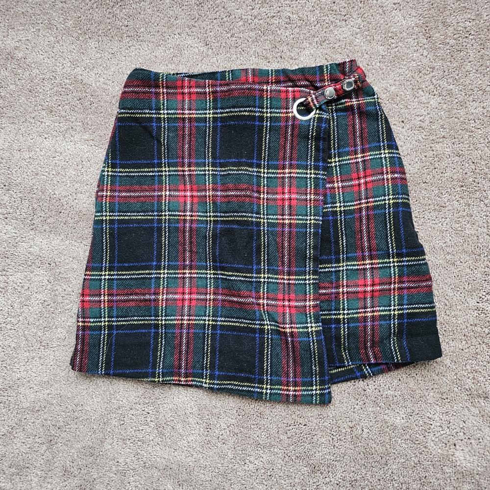 Mi ami Red and Blue Tartan Mini Skirt
